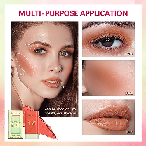 FYEBOO Multi-Use Makeup Blush Stick, Cream Blush Stick, Tinted Solid Moisturizer Stick for Cheek & Eyes & Lips, Waterproof Natural Nude Makeup, Suitable for All Skin (1#Shy Pink) - Morena Vogue