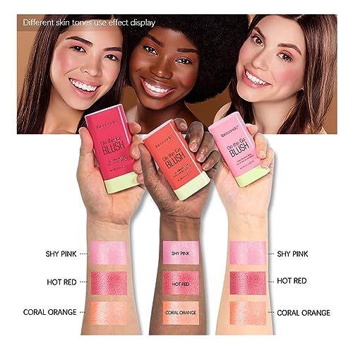 FYEBOO Multi-Use Makeup Blush Stick, Cream Blush Stick, Tinted Solid Moisturizer Stick for Cheek & Eyes & Lips, Waterproof Natural Nude Makeup, Suitable for All Skin (1#Shy Pink) - Morena Vogue