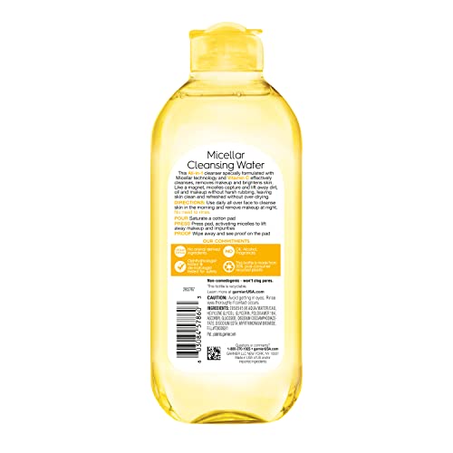 Garnier Micellar Water with Vitamin C, Facial Cleanser & Makeup Remover, 13.5 Fl Oz (400mL), 1 Count (Packaging May Vary) - Morena Vogue