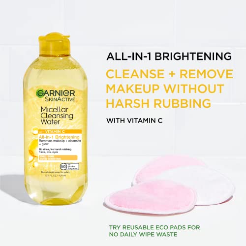 Garnier Micellar Water with Vitamin C, Facial Cleanser & Makeup Remover, 13.5 Fl Oz (400mL), 1 Count (Packaging May Vary) - Morena Vogue