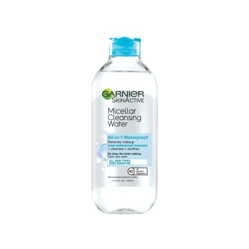 Garnier SkinActive Micellar Water For Waterproof Makeup, Facial Cleanser & Makeup Remover, 13.5 Fl Oz (400mL), 1 Count (Packaging May Vary) - Morena Vogue