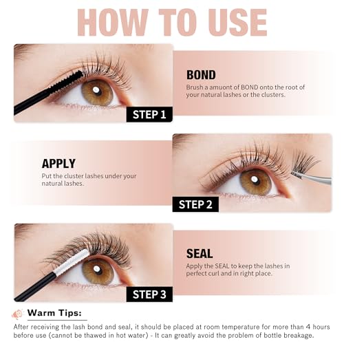 GEMERRY Lash Bond and Seal Cluster Lash Glue for Individual Lashes Long Retention 48-72 Hours Waterproof Individual Lash Glue for Lash Clusters DIY Eyelash Extensions Glue at Home - Morena Vogue