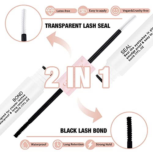 GEMERRY Lash Bond and Seal Cluster Lash Glue for Individual Lashes Long Retention 48-72 Hours Waterproof Individual Lash Glue for Lash Clusters DIY Eyelash Extensions Glue at Home - Morena Vogue