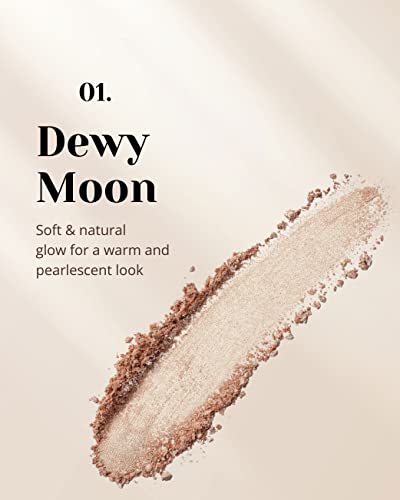 Glint DEWY MOON NATURAL GLOW HIGHLIGHTER RADIANCE ENHANCING MAKEUP (Dewy Moon, 3.8g/0.13oz) - Highlighter Powder Add Glimmer to Makeup by LG Beauty. Shiny Illuminator, Rich Pigment & Silky Touch - Morena Vogue