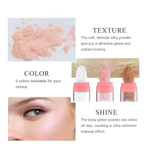 Glitter Powder Highlighter Makeup, Body Brightens the Natural Three-dimensional Face Blusher Patting Powder Highlighter. (01# White moonbeam) - Morena Vogue