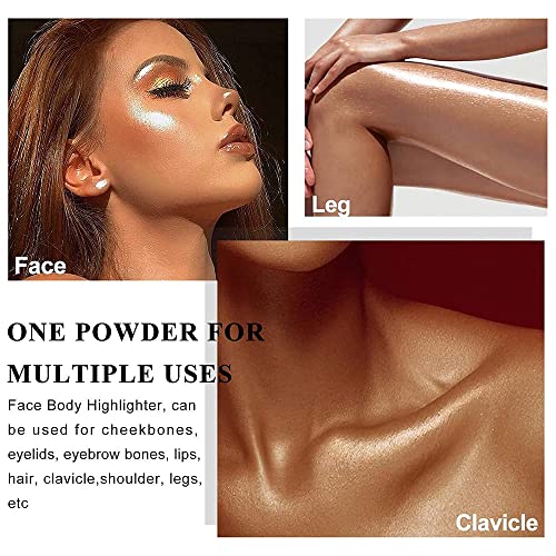 Glitter Powder Highlighter Makeup, Body Brightens the Natural Three-dimensional Face Blusher Patting Powder Highlighter. (01# White moonbeam) - Morena Vogue