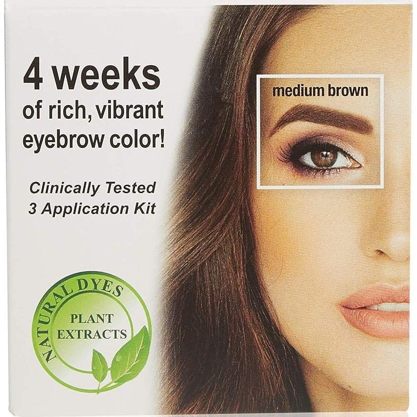 Godefroy Instant Eyebrow Color, Medium Brown, 0.18 ounces, 12-weeks of long lasting, 3-applications per kit, 3 Count (Pack of 1) - Morena Vogue