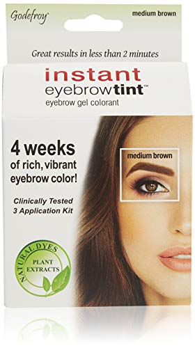 Godefroy Instant Eyebrow Color, Medium Brown, 0.18 ounces, 12-weeks of long lasting, 3-applications per kit, 3 Count (Pack of 1) - Morena Vogue