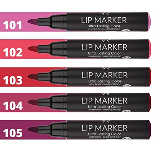 Golden Rose Lip Marker Lip Stain Ultra Long Lasting Natural Finish Water Based with Aloe Vera and Vitamin E (104 Burgundy) - Morena Vogue