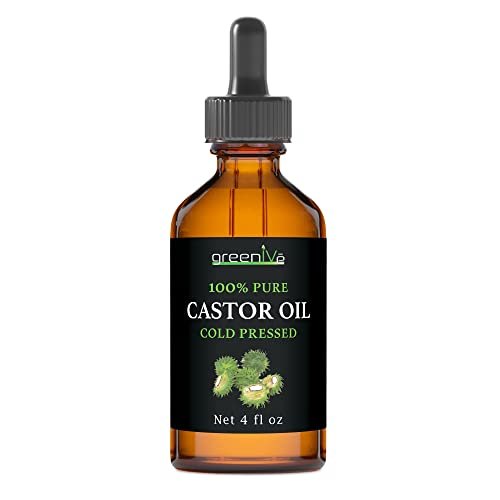 GreenIVe Castor Oil Organically Grown 100% Pure 4oz Glass Bottle Cold Pressed, Hexane Free, Eyelash and Eybrow Growth Serum, Skin Moisturizer with Eyelash Applicator and Dropper - Morena Vogue