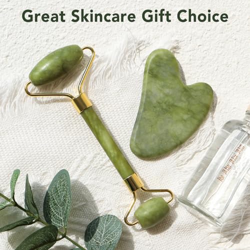 Gua Sha Facial Tools & Jade Roller Set for Skin Care, Reduce Puffiness and Improve Wrinkles, Guasha Tool for Face, Gua Sha Stone Self Care Gift for Woman Man - Morena Vogue