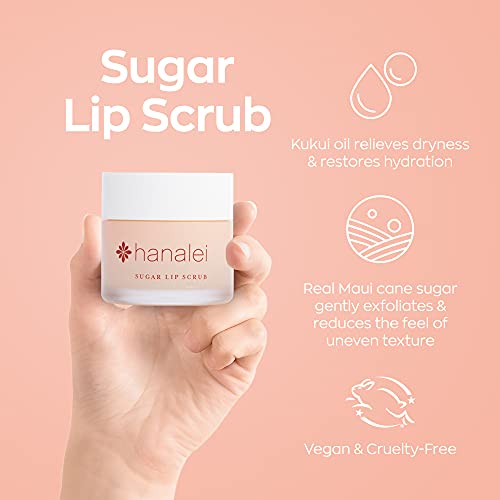 Hanalei Vegan and Cruelty-Free Sugar Lip Scrub Exfoliator | Hawaiian Cane Sugar, Kukui Oil, Shea Butter | Exfoliate, Smooth, Rejuvenate Lips | Made in USA | Lip Care (22 g) - Morena Vogue