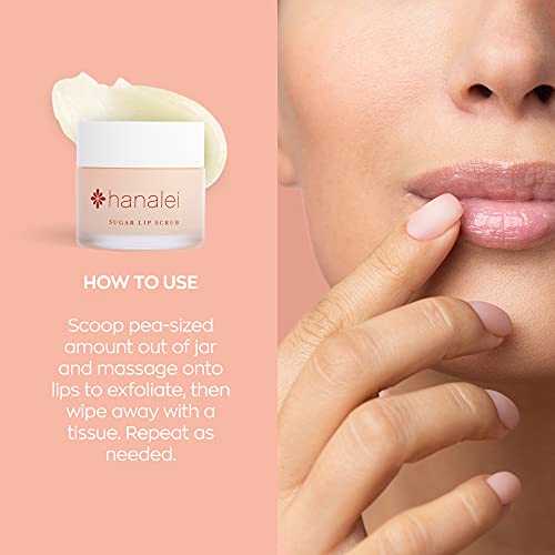 Hanalei Vegan and Cruelty-Free Sugar Lip Scrub Exfoliator | Hawaiian Cane Sugar, Kukui Oil, Shea Butter | Exfoliate, Smooth, Rejuvenate Lips | Made in USA | Lip Care (22 g) - Morena Vogue