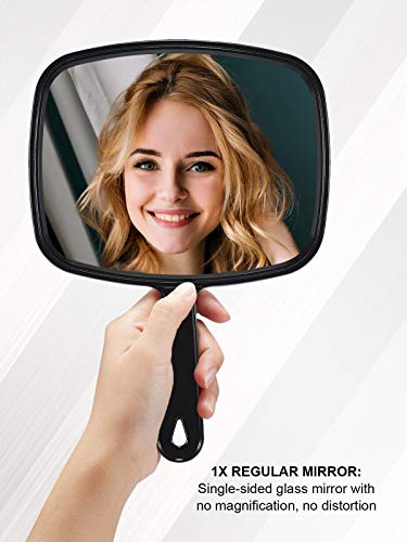 Hand Mirror, Barber Hairdressing Handheld Mirror with Handle for Salon, Square, Black, Medium - Morena Vogue