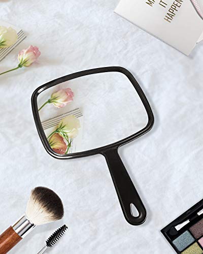 Hand Mirror Salon Barber Hairdressing Handheld Mirror with Handle(Square Black 7.4 x 10.3 inches) - Morena Vogue