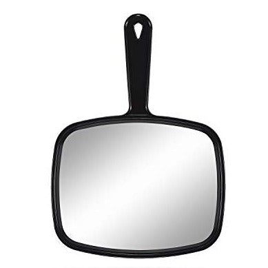 Hand Mirror Salon Barber Hairdressing Handheld Mirror with Handle(Square Black 7.4 x 10.3 inches) - Morena Vogue