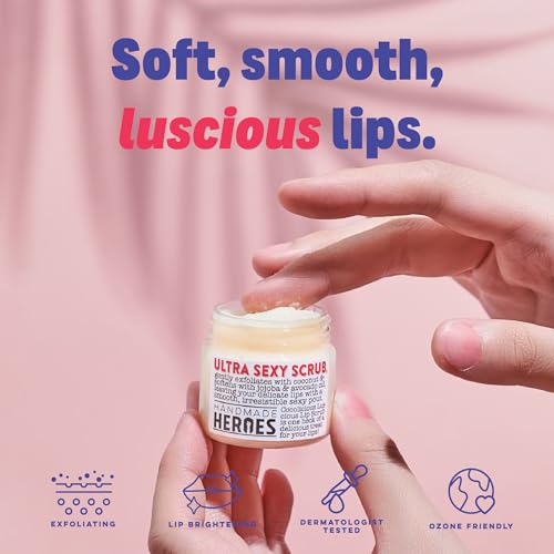 Handmade Heroes 100% Natural Lip Scrub, Vegan Conditioning Coconut Exfoliator - Gentle Exfoliant, Sugar Polish and Scrubber for Chapped Dry Lips, 1oz (Coconut Sorbet) - Morena Vogue