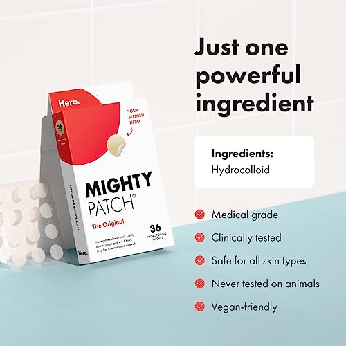 Hero Cosmetics Mighty Patch™ Original Patch - Hydrocolloid Acne Pimple Patch for Covering Zits and Blemishes, Spot Stickers for Face and Skin (36 Count) - Morena Vogue