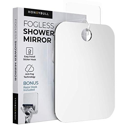 HONEYBULL Fogless Shower Mirror With Razor Holder - Medium 6x8in Anti Fog Flat Mirror for Shaving and Bathroom - Morena Vogue