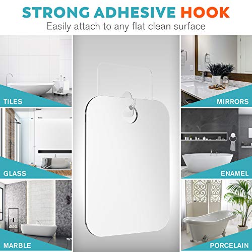 HONEYBULL Fogless Shower Mirror With Razor Holder - Medium 6x8in Anti Fog Flat Mirror for Shaving and Bathroom - Morena Vogue