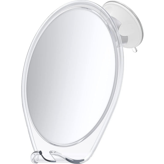 HONEYBULL Shower Mirror Fogless for Shaving - with Suction, Razor Holder & Swivel, Small Mirror, Accessories, Bathroom Holds Razors (White) - Morena Vogue