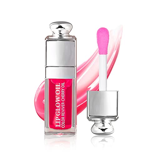 Hydrating Lip Glow Oil, Lip Oil Gloss Transparent Toot Tinted Nourishing Long Lasting Repairing Lightening Lip Lines (RASPBERRY) 0.2 OZ - Morena Vogue