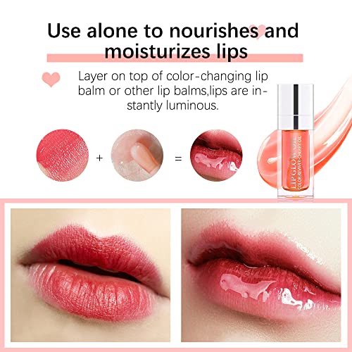 Hydrating Lip Glow Oil, Moisturizing Lip Gloss, Plumping Lip Oil, Non-Sticky Long Lasting Lip Oil Gloss, Transparent Lip Oil Tinted, Reduce lip lines (Rosewood(#012)) - Morena Vogue