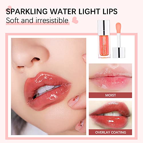 Hydrating Lip Glow Oil, Moisturizing Lip Gloss, Plumping Lip Oil, Non-Sticky Long Lasting Lip Oil Gloss, Transparent Lip Oil Tinted, Reduce lip lines (Rosewood(#012)) - Morena Vogue