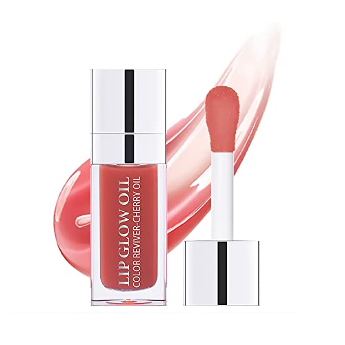 Hydrating Lip Glow Oil, Moisturizing Lip Gloss, Plumping Lip Oil, Non-Sticky Long Lasting Lip Oil Gloss, Transparent Lip Oil Tinted, Reduce lip lines (Rosewood(#012)) - Morena Vogue