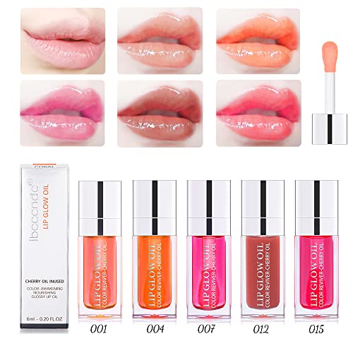 Hydrating Lip Glow Oil, Moisturizing Lip Gloss, Plumping Lip Oil, Non-Sticky Long Lasting Lip Oil Gloss, Transparent Lip Oil Tinted, Reduce lip lines (Rosewood(#012)) - Morena Vogue