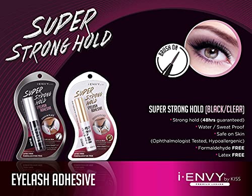 i-Envy by KISS Super Strong Hold Eyelash Adhesive, Brush on, Waterproof Long-Lasting Strip Lash Glue, Natural-Looking Allergy & Latex Free with Brush Applicator (Clear) - Morena Vogue