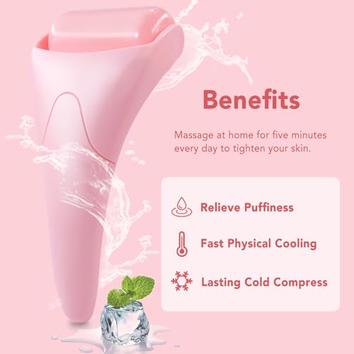 Ice Roller for Face, Ice Face Roller & Eye Puffiness Relief, Skin Care Reduce Wrinkles, Face Massager Roller Gifts for Women, Self Care Gifts for Woman Man (Pink) - Morena Vogue