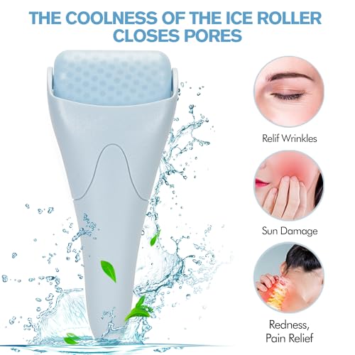 Ice Roller for Face,Eyes,Women Gifts Idea,Therapeutic Cooling to Tighten Brighten Complexion and Reduce Wrinkles,Massager Under Eye Puffiness,Migraine and Pain Relidf (Haze Blue) - Morena Vogue