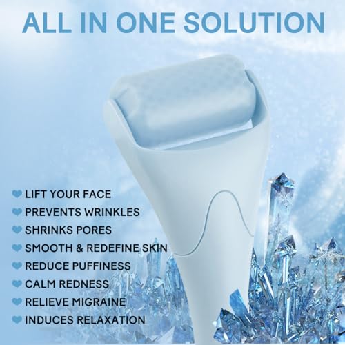 Ice Roller for Face,Eyes,Women Gifts Idea,Therapeutic Cooling to Tighten Brighten Complexion and Reduce Wrinkles,Massager Under Eye Puffiness,Migraine and Pain Relidf (Haze Blue) - Morena Vogue