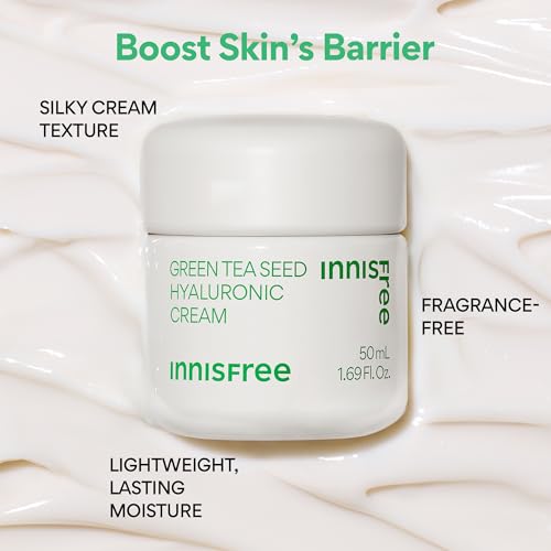 innisfree Green Tea Seed Hyaluronic Acid Cream With Barrier Boosting Complex and Ceramide, Korean Hydrating Face Moisturizer and Balancing Cream - Morena Vogue