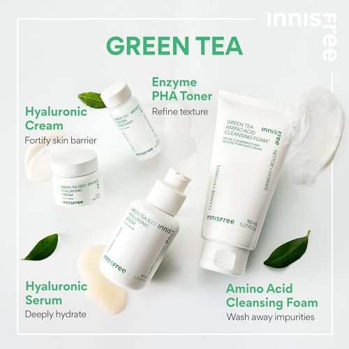 innisfree Green Tea Seed Hyaluronic Acid Cream With Barrier Boosting Complex and Ceramide, Korean Hydrating Face Moisturizer and Balancing Cream - Morena Vogue