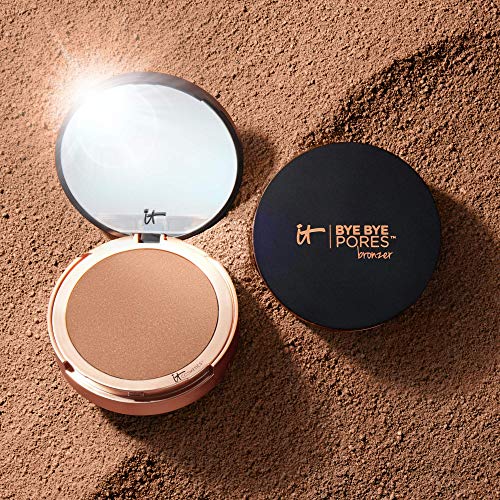 IT Cosmetics Bye Bye Pores Anti-Aging Bronzer, Diffuses Look of Pores + Fine Lines, Sun-Kissed Glow Face Makeup Powder, Oil-Free, Talc-Free, With Hyaluronic Acid – Universal Shade, 0.3 oz - Morena Vogue