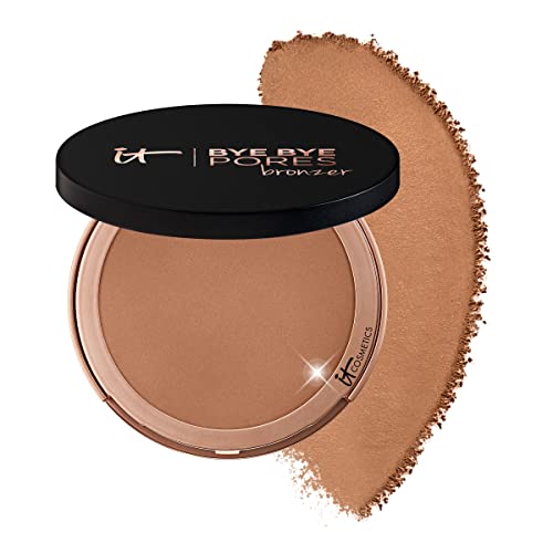 IT Cosmetics Bye Bye Pores Anti-Aging Bronzer, Diffuses Look of Pores + Fine Lines, Sun-Kissed Glow Face Makeup Powder, Oil-Free, Talc-Free, With Hyaluronic Acid – Universal Shade, 0.3 oz - Morena Vogue