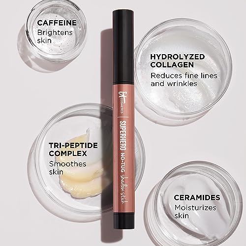 IT Cosmetics Superhero No-Tug Waterproof Eyeshadow Stick - Longwear Blendable Cream with Built-In Primer Suitable for Sensitive Eyes 0.05 oz - Morena Vogue