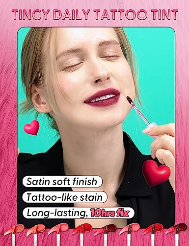 It'S SKIN Tincy All Daily Tattoo Long-Lasting Lip Stain Tint 4g (08 Burgundy Balm) - Non-Transfer | Smooth Satin Finish, Rich Pigmentation | Moisturizing, Comfortable Vivid Color for Lasting All-Day - Morena Vogue