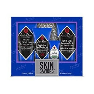 Jack Black Skin Saviors Set – Pure Clean Daily Facial Cleanser, Double-Duty Face Moisturizer SPF 20, Intense Therapy Lip Balm SPF 25 Natural Mint & Shea Butter, & Face Buff Energizing Scrub - Morena Vogue