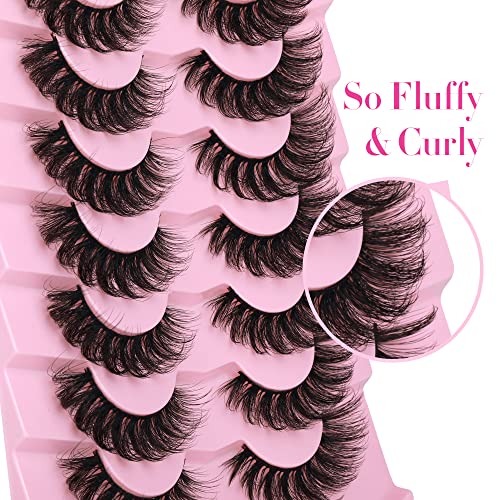 JIMIRE Mink Lashes Fluffy Cat Eye Lashes Wispy 6D Volume False Eyelashes that Look Like Extensions Thick Soft Curly Fake Lashes 7 Pairs Pack - Morena Vogue