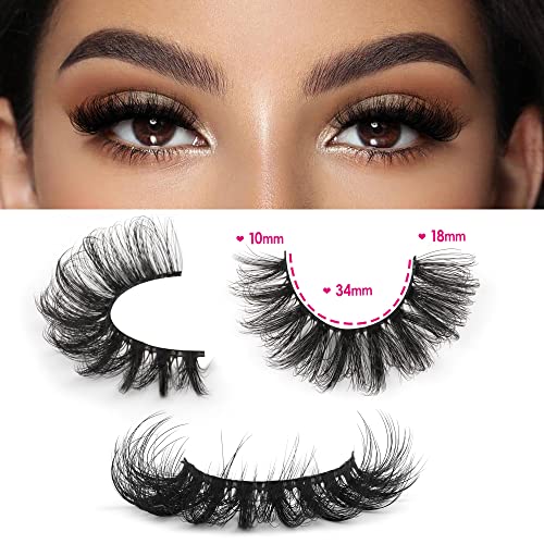 JIMIRE Mink Lashes Fluffy Cat Eye Lashes Wispy 6D Volume False Eyelashes that Look Like Extensions Thick Soft Curly Fake Lashes 7 Pairs Pack - Morena Vogue