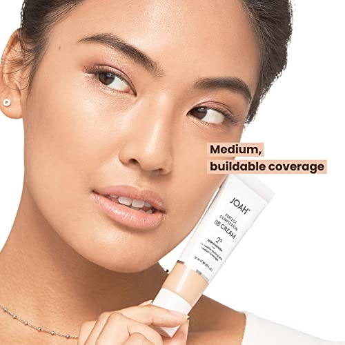 JOAH Perfect Complexion BB Cream with Hyaluronic Acid and Niaciminade, Korean Makeup with Medium Buildable Coverage, Evens Skin Tone, Lightweight, Semi Matte Finish, Tan with Neutral Undertones (Light with Cool Undertones) - Morena Vogue