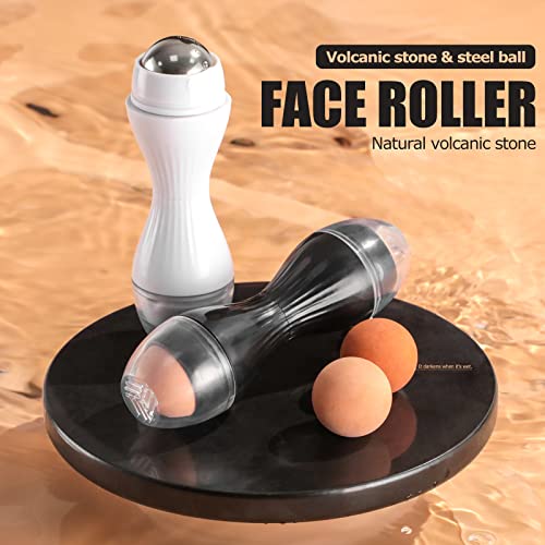 JPNK Oil Absorbing Volcanic Roller, Portable Reusable Oil-Resistant Face Roller, Oil Control Natural Stone Facial Tool, Suitable for Traveling at Home or Going Conduct for Skin Massage 2PCS - Morena Vogue