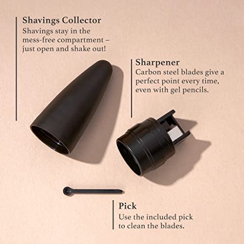 Julep Cosmetic Makeup Pencil Sharpener - Eyeliner, Lip Liner and Eyebrow Pencils - Compact Travel Friendly - Easy to Clean - Universal Sharpener for Wood and Plastic Pencils - German Made Steel - Morena Vogue