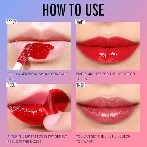 KIMUSE Tattoo Peel & Reveal Lip Stain, Waterproof Long Lasting Peel Off Lip Liner Tattoo, Non Stick Color Peel Off Mask Lip Gloss Makeup - Morena Vogue