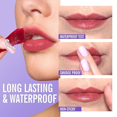 KIMUSE Tattoo Peel & Reveal Lip Stain, Waterproof Long Lasting Peel Off Lip Liner Tattoo, Non Stick Color Peel Off Mask Lip Gloss Makeup - Morena Vogue