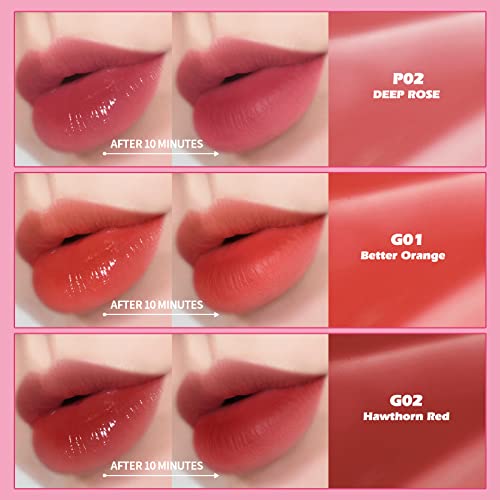 KIMUSE Water Gel Lip Tint 6 Colors Set, Highly Pigmented Long Lasting Moisturizing Glossy Lip Stains, Hydrate Lightweight Lip Gloss Makeup - Morena Vogue