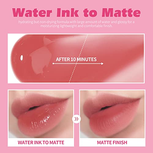 KIMUSE Water Gel Lip Tint 6 Colors Set, Highly Pigmented Long Lasting Moisturizing Glossy Lip Stains, Hydrate Lightweight Lip Gloss Makeup - Morena Vogue